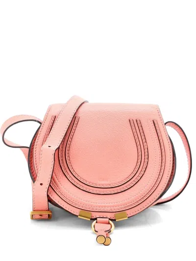 Pre-owned Chloé Marcie Leather Mini Crossbody Bag In Pink