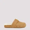 Chloé Marcie Embellished Shearling-lined Nubuck Slippers In Desert Brown