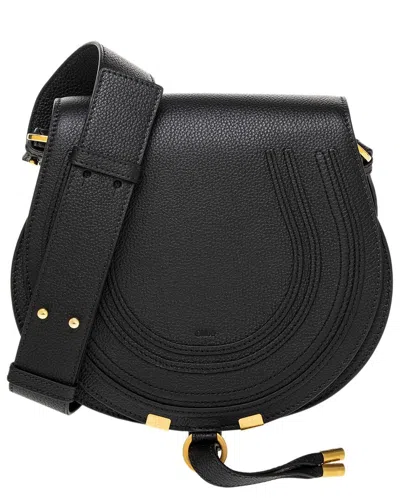 Chloé Marcie Leather Saddle Bag In Black