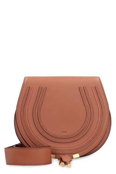 Chloé Marcie Leather Saddle Bag In Brown