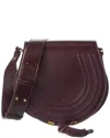 Chloé Marcie Leather Saddle Bag In Burgundy