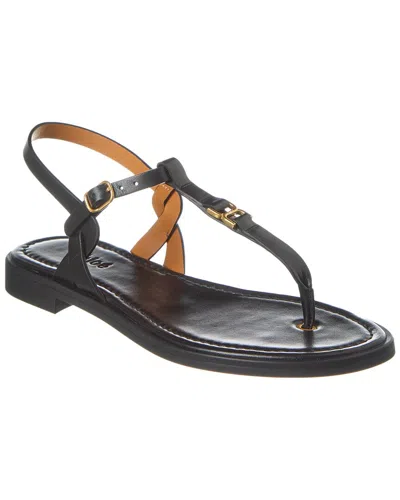 Chloé Marcie Flat Leather Sandals In Black