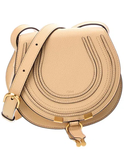 Chloé Marcie Leather Satchel In Beige