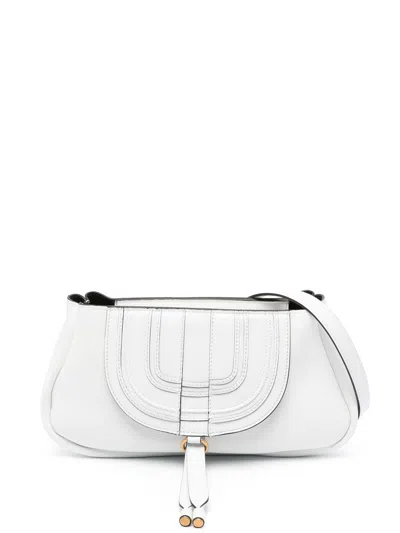 Chloé Leather Shopping Bag With Adjustable Shoulder Strap In White