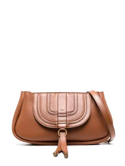 Chloé Marcie Leather Shoulder Bag In Brown