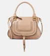 Chloé Marcie Small Satchel Bag In Shiny Calfskin In Beige