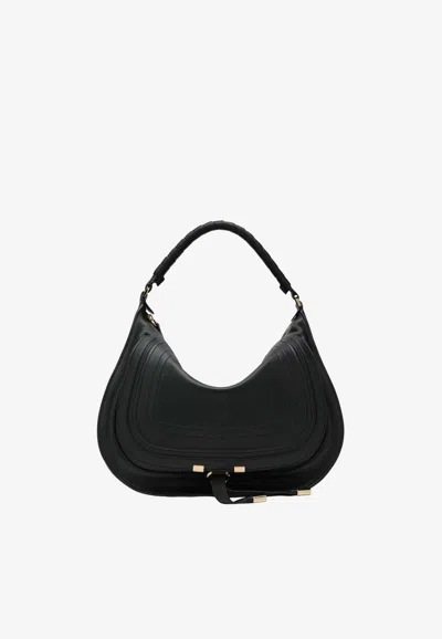 Chloé Marcie Leather Shoulder Bag In Black