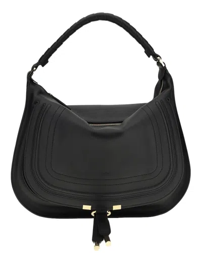 Chloé Marcie Leather Shoulder Bag In Black