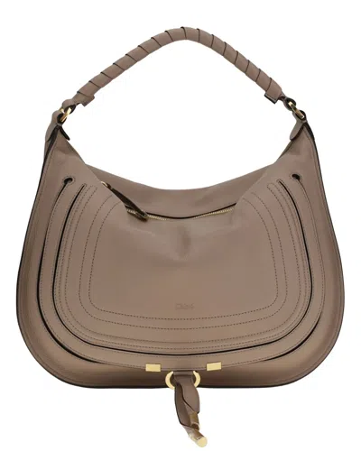Chloé Marcie Leather Shoulder Bag In Orange