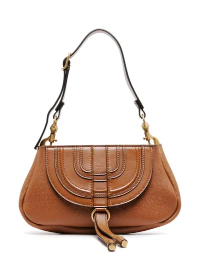 Chloé Marcie Leather Shoulder Bag In Brown