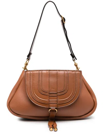 Chloé Marcie Leather Shoulder Bag In Brown