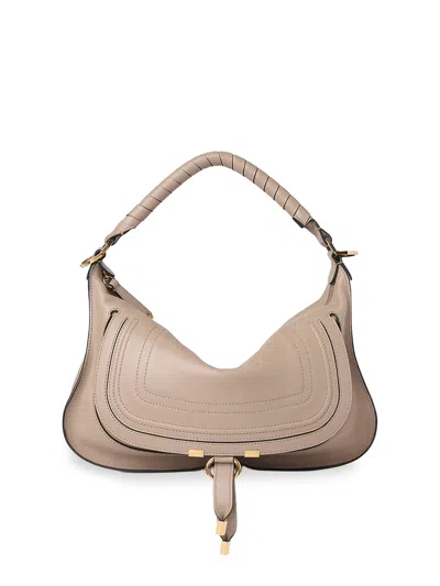 Chloé Marcie Leather Shoulder Bag In Gray