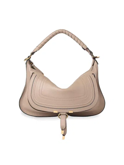 Chloé Marcie Leather Shoulder Bag In Gray