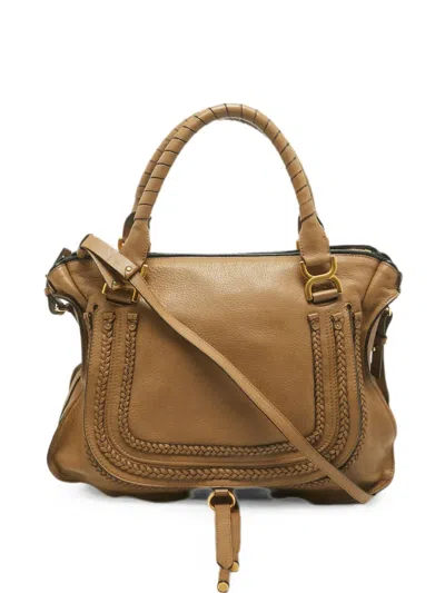 Pre-owned Chloé Marcie Leather Shoulder Bag In Neutral