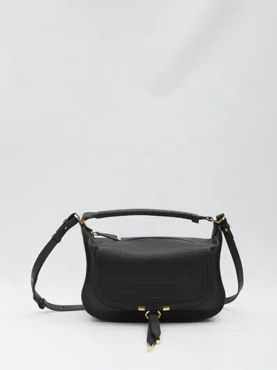 Chloé Small Leather Marcie Shoulder Bag In Black