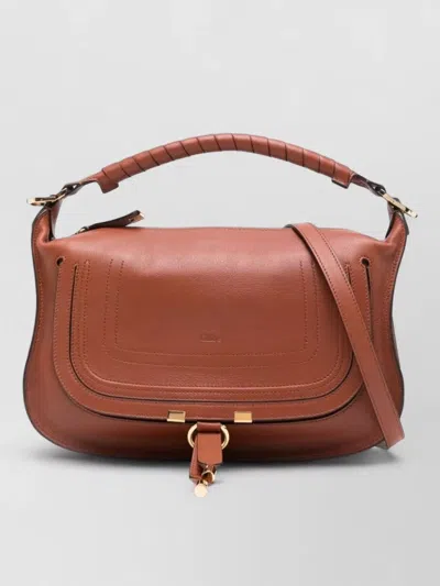 Chloé Marcie Leather Shoulder Bag Top Handle In Brown
