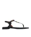 Chloé Marcie Flat Leather Sandals In Black