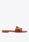 Chloé Marcie Leather Flat Sandals In Brown
