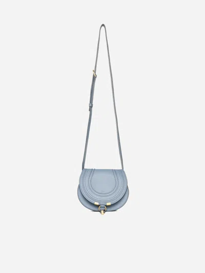 Chloé Black Leather Saddle Crossbody Bag For Women In Storm Blue