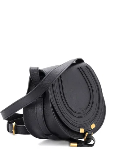Pre-owned Chloé Marcie Leather Small Crossbody Bag In Black