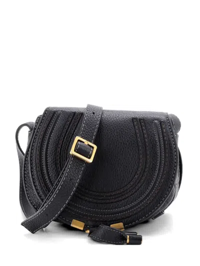 Pre-owned Chloé Marcie Leather Small Crossbody Bag In Black