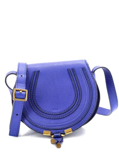 Pre-owned Chloé Marcie Leather Small Crossbody Bag In Blue