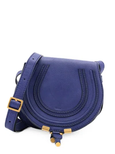 Pre-owned Chloé Marcie Leather Small Crossbody Bag In Blue