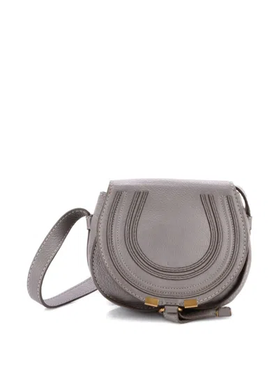 Pre-owned Chloé Marcie Leather Small Crossbody Bag In Gray
