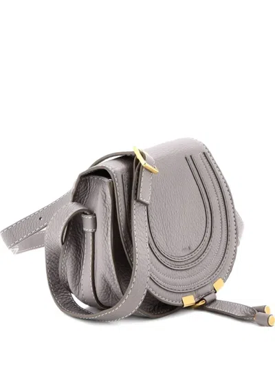 Pre-owned Chloé Marcie Leather Small Crossbody Bag In Gray