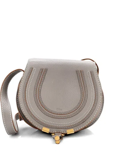 Pre-owned Chloé Marcie Leather Small Crossbody Bag In Gray