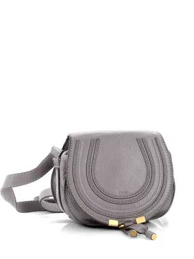 Pre-owned Chloé Marcie Leather Small Crossbody Bag In Gray