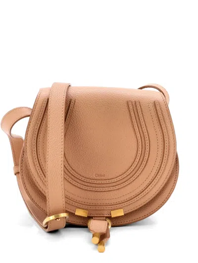 Pre-owned Chloé Marcie Leather Small Crossbody Bag In Neutral