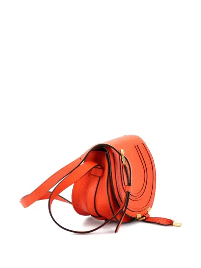 Pre-owned Chloé Marcie Leather Small Crossbody Bag In Orange