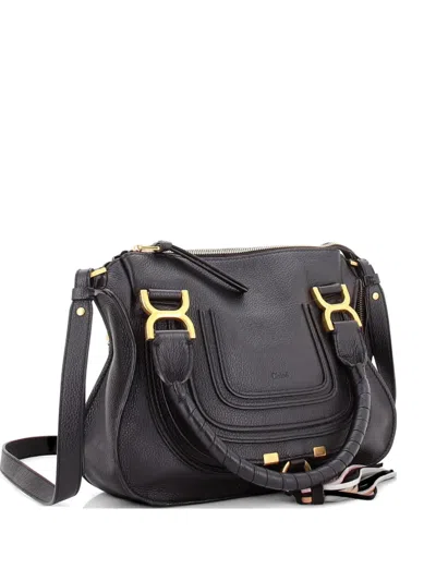 Pre-owned Chloé Marcie Leather Small Satchel In Black