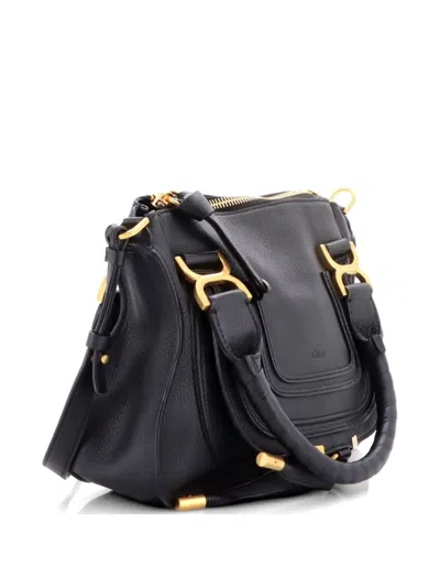 Pre-owned Chloé Marcie Leather Small Satchel In Black
