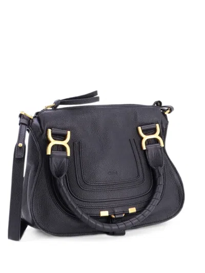 Pre-owned Chloé Marcie Leather Small Satchel In Black
