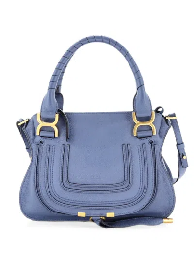 Pre-owned Chloé Marcie Leather Small Satchel In Blue