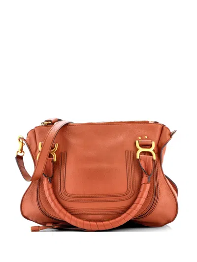 Pre-owned Chloé Marcie Leather Small Satchel In Brown