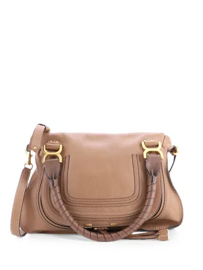 Pre-owned Chloé Marcie Leather Small Satchel In Brown