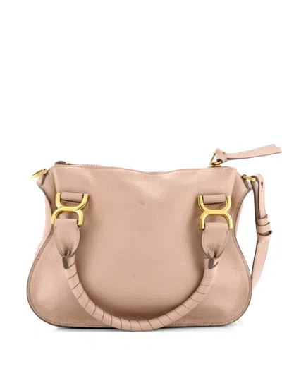 Pre-owned Chloé Marcie Leather Small Satchel In Neutral