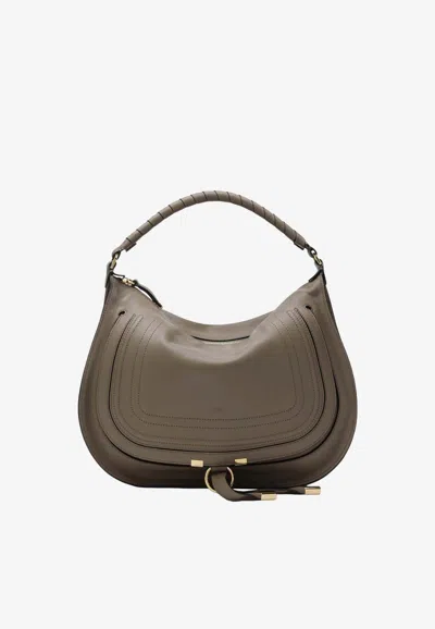 Chloé Marcie Leather Top Handle Bag In Brown