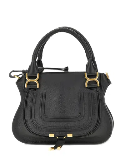 Chloé Marcie Leather Tote Bag In Black