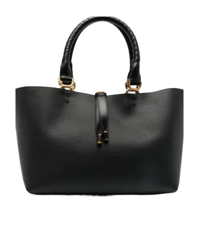 Chloé Marcie Leather Tote Bag In Black