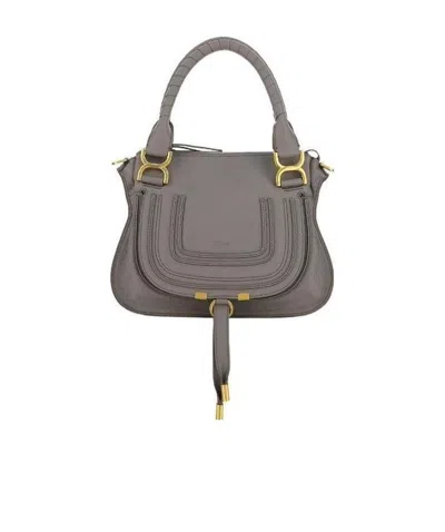 Chloé Marcie Leather Tote Bag In Gray