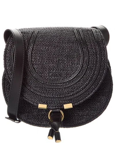 Chloé Marcie Leather-trim Saddle Bag In Black