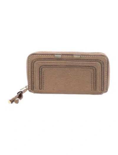 Pre-owned Chloé Marcie Leather Wallet In Neutral