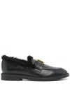 Chloé Chloe Marcie Shearling-lined Leather Loafers In Black