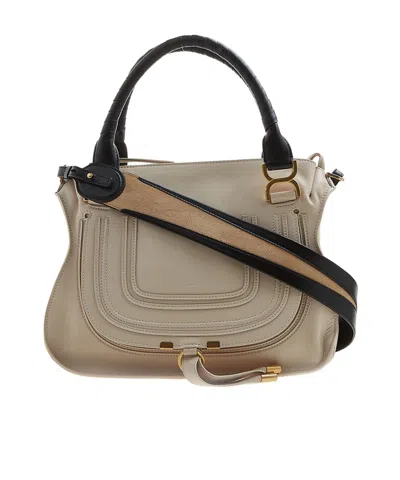 Chloé Marcie Logo Shoulder Bag In Nude