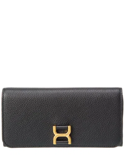 Chloé Marcie Long Leather Continental Wallet In Black