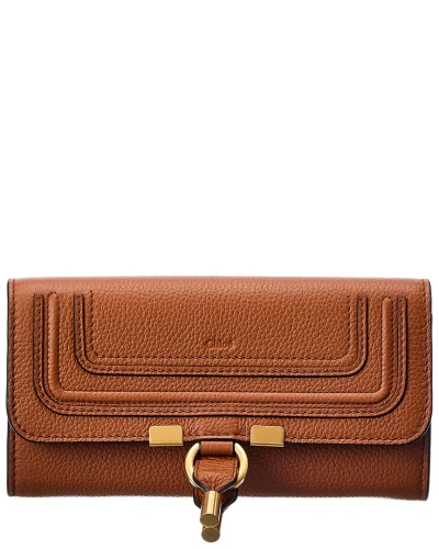 Chloé Marcie Long Leather Wallet In Brown
